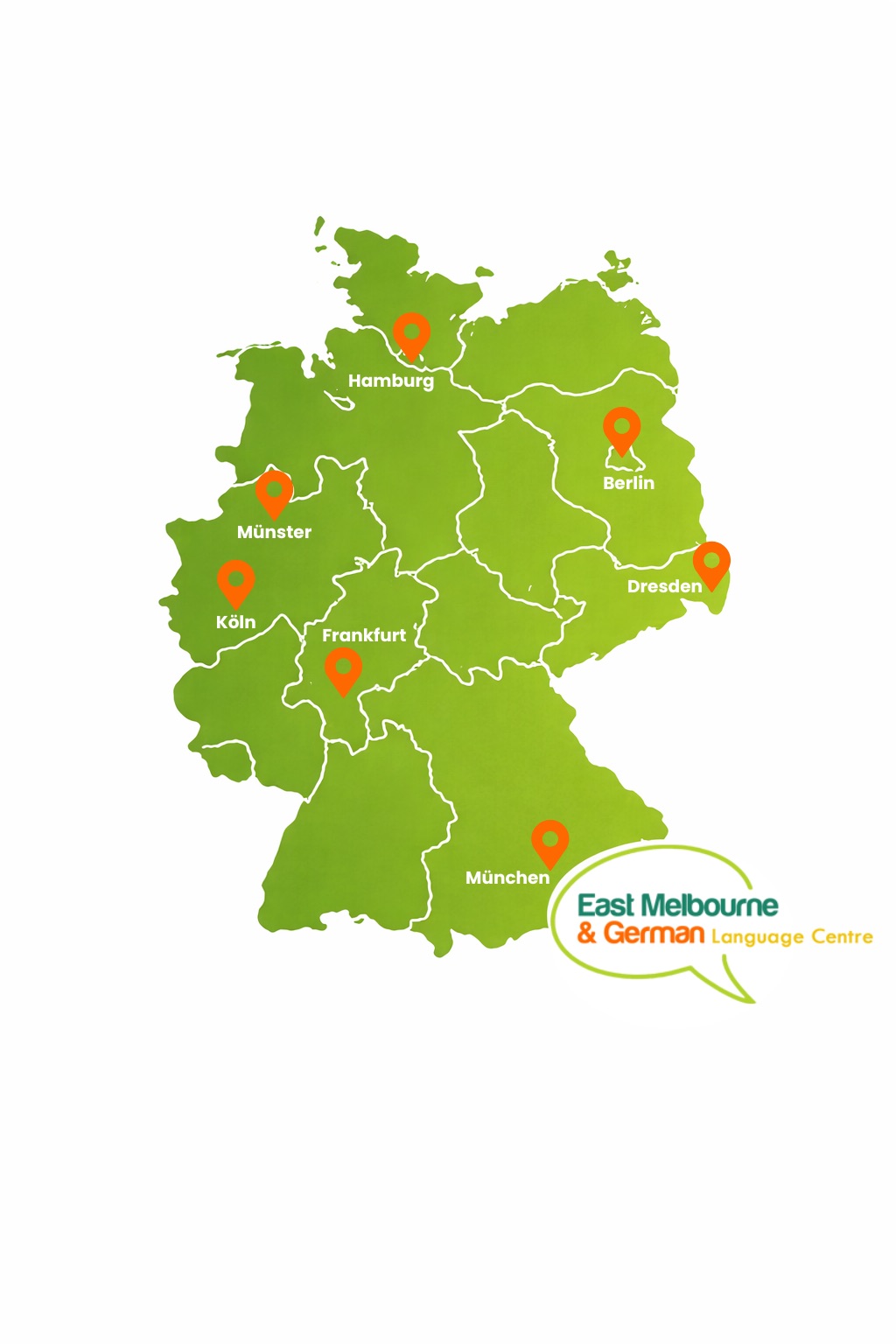 Map of Germany with language schools